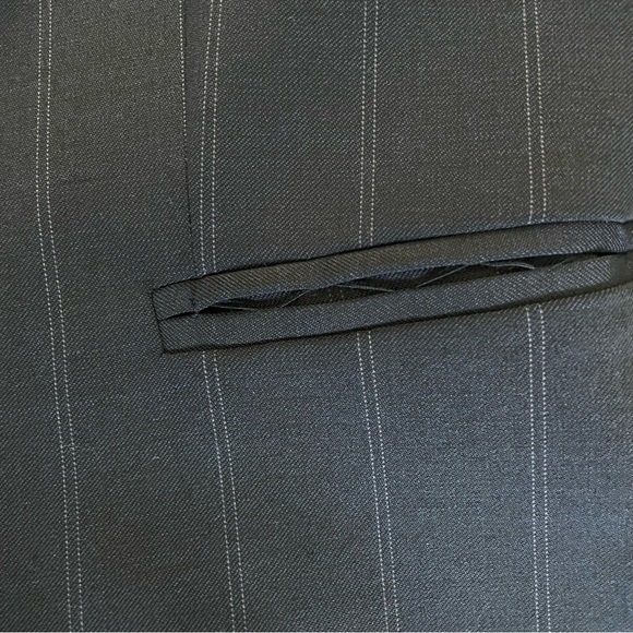 ANTONIO MELANI Navy Blue pin stripe long Blazer single breasted wool Sz: 8 NWOT - Picture 7 of 10